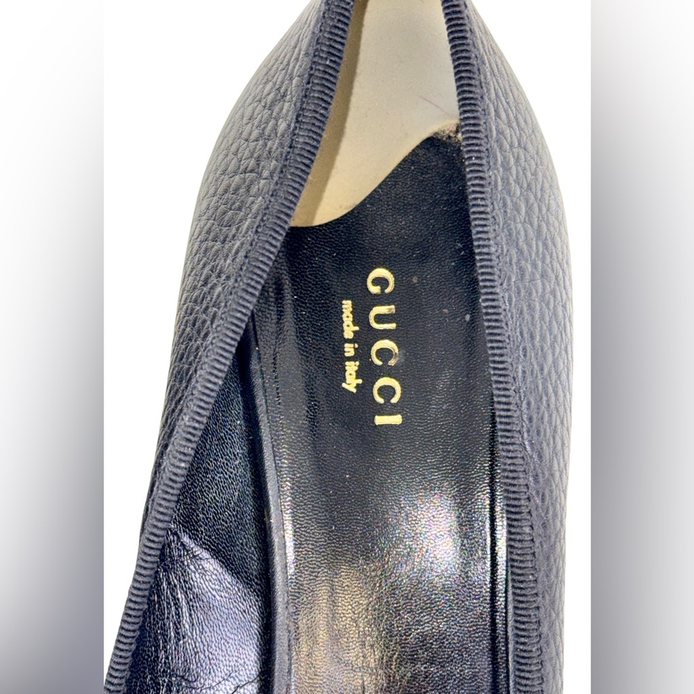 GUCCI SOHO PEEP TOE WEDGE PUMPS IN BLACK LEATHER - Picture 9 of 10